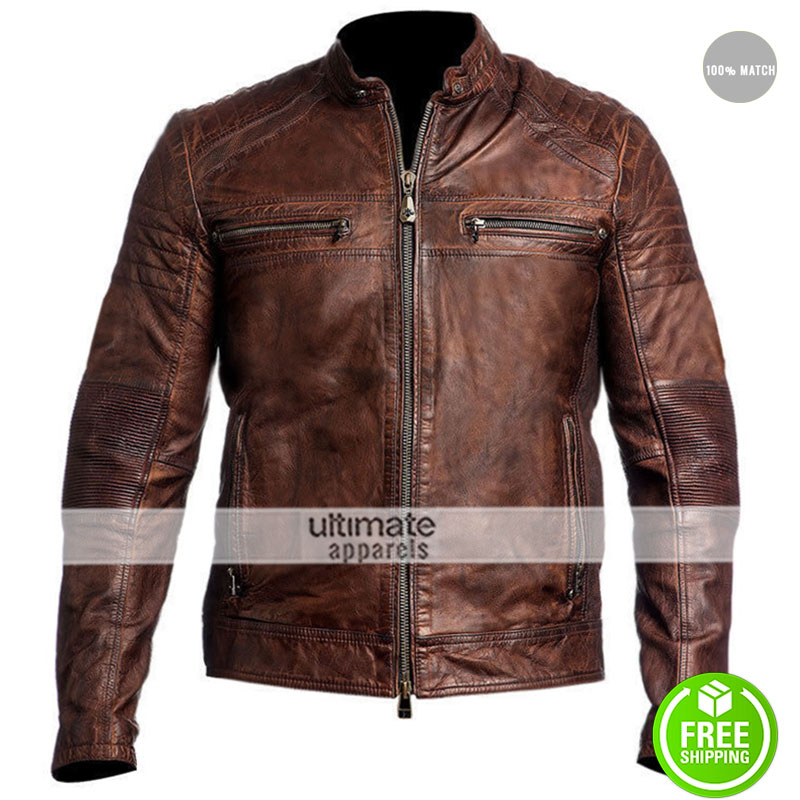 Cafe Racer 2016 Biker Brown Leather Jacket