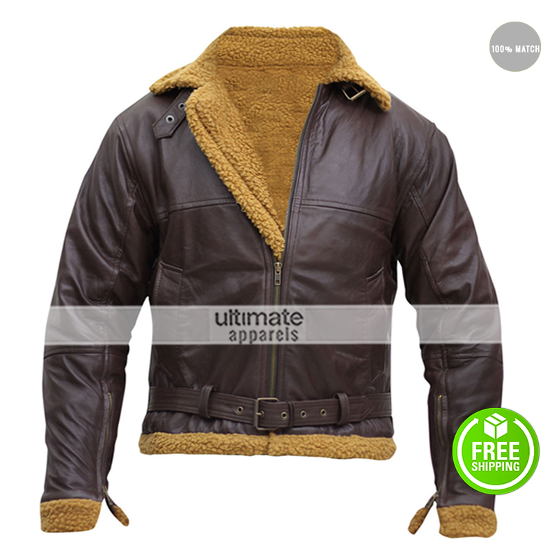 B3 Ginger Aviator Shearling Sheepskin Bomber Jacket