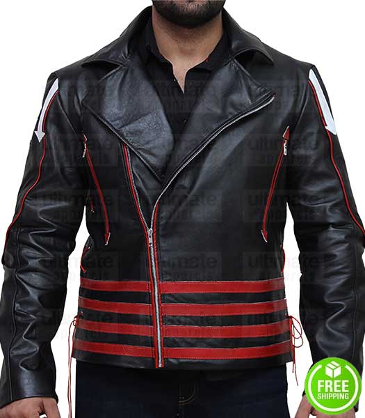 ROCKSTAR FREDDIE MERCURY RED AND BLACK LEATHER JACKET