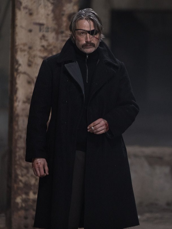 Polar Netflix Mads Mikkelsen (Duncan Vizla) Black Wool Coat