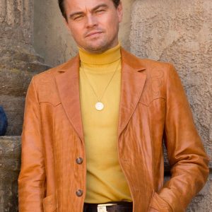 Once Upon a Time in Hollywood Leonardo DiCaprio (Rick Dalton) Brown Leather Blazer Coat