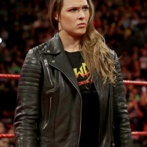 RONDA ROUSEY WWE BLACK MOTORCYCLE LEATHER JACKET