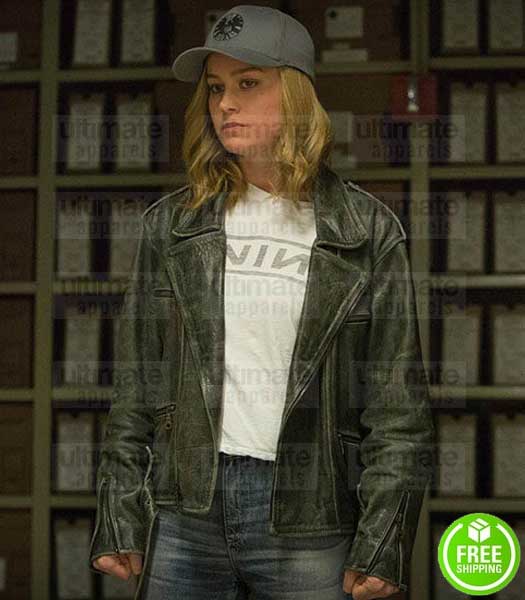CAPTAIN MARVEL BRIE LARSON BLACK LEATHER JACKET