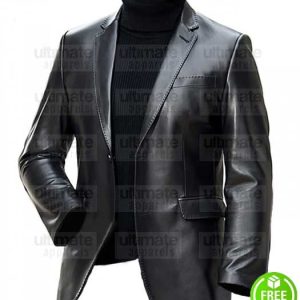 MEN'S BLACK LEATHER BLAZER JACKET
