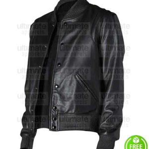 CLASSIC MEN'S BLACK LEATHER VARSITY JACKET