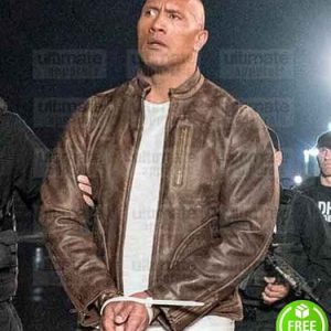 RAMPAGE DWAYNE JOHNSON (THE ROCK) BROWN DISTRESSED LEATHER JACKET