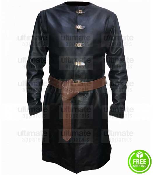 GAME OF THRONES JAIME LANNISTER BLACK LEATHER COSTUME COAT