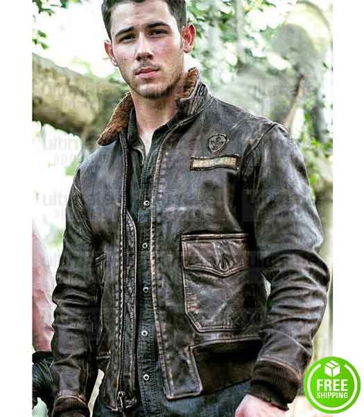Jumanji-2-Nick-Jonas-Leather-Jacket