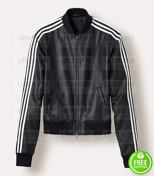 PHARRELL WILLIAMS BLACK BOMBER LEATHER JACKET