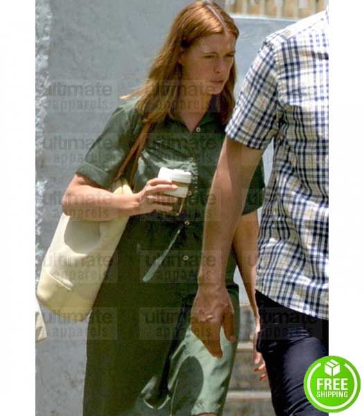 THE LAST THING HE WANTED ANNE HATHAWAY (ELENA MCMAHON) GREEN COTTON COAT