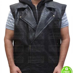 WWE AJ STYLES LEATHER HOODIE VEST