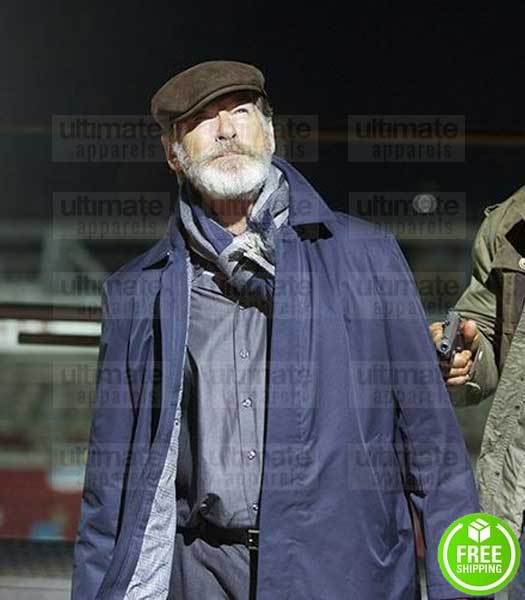 FINAL SCORE PIERCE BROSNAN (DIMITRI) BLUE COTTON COAT
