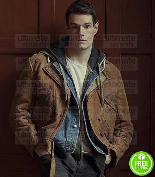 SEX EDUCATION CONNOR SWINDELLS (ADAM GROFF) BROWN LEATHER JACKET