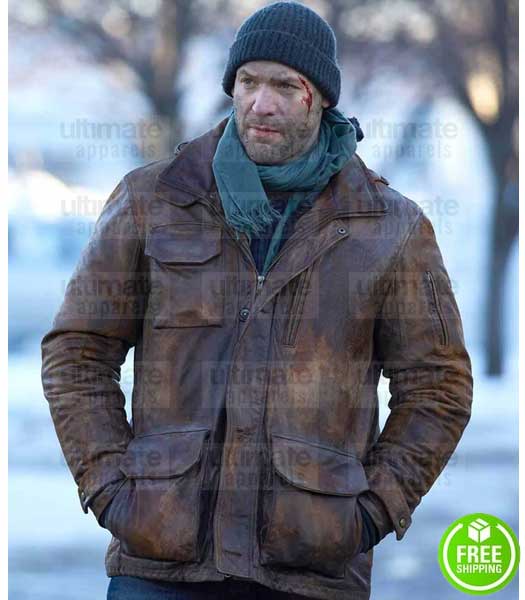 THE STRAIN COREY STOLL (EPHRAIM GOODWEATHER) BROWN LEATHER JACKET