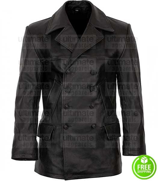 WW2 GERMAN KRIEGSMARINE VINTAGE REPLICA LEATHER U-BOAT DECK JACKET