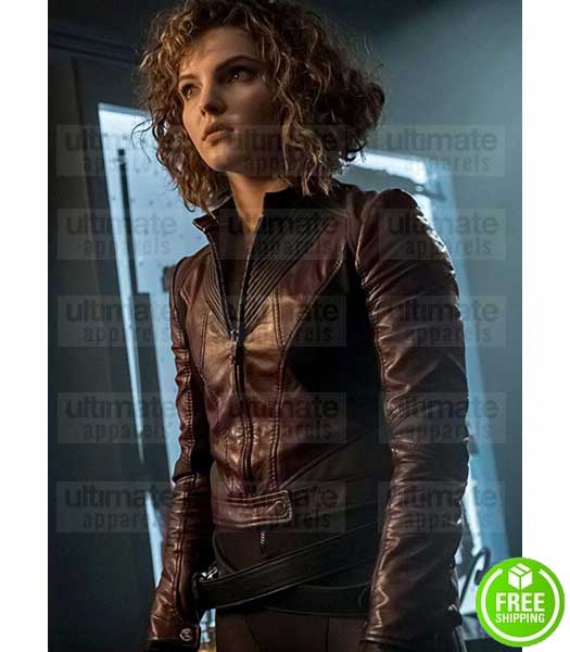 GOTHAM CAMREN BICONDOVA (SELINA KYLE) BURGUNDY LEATHER JACKET