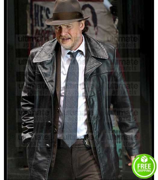 GOTHAM DONAL LOGUE (HARVEY BULLOCK) BLACK LEATHER COAT