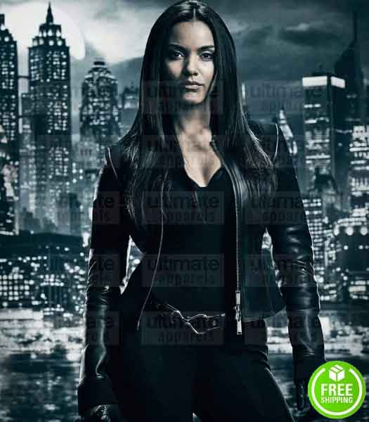 GOTHAM TABITHA GALAVAN (JESSICA LUCAS) BLACK LEATHER JACKET