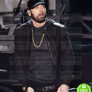 OSCARS AWARDS EMINEM BLACK SUEDE LEATHER JACKET