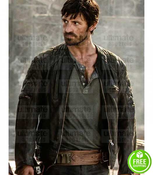 RESIDENT EVIL THE FINAL CHAPTER EOIN MACKEN (DOC) BLACK LEATHER JACKET