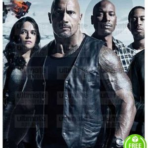 THE FATE OF THE FURIOUS DWAYNE JOHNSON (HOBBS) BLACK LEATHER VEST
