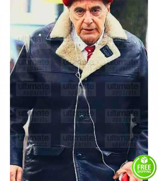 THE IRISHMAN AL PACINO (JIMMY HOFFA) FUR COLLAR LEATHER JACKET