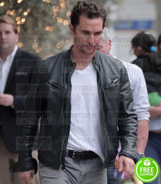 TRUE DETECTIVE MATTHEW MCCONAUGHEY (RUST COHLE) BLACK LEATHER JACKET