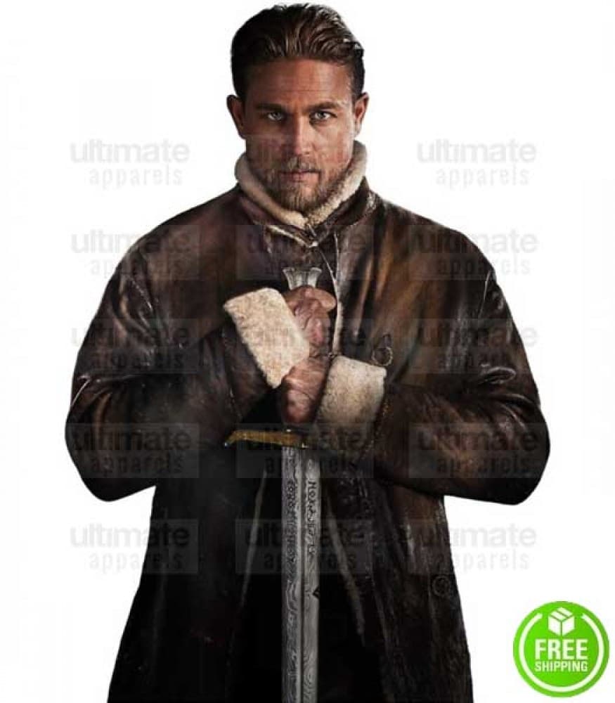 KING ARTHUR LEGEND OF THE SWORD CHARLIE HUNNAM (ARTHUR) LEATHER COAT