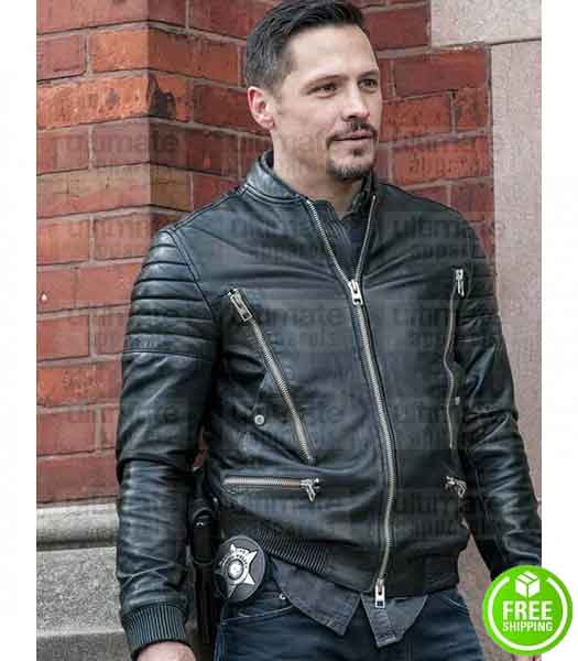 CHICAGO P.D NICK WECHSLER (KENNY RIXTON) BLACK BIKER LEATHER JACKET