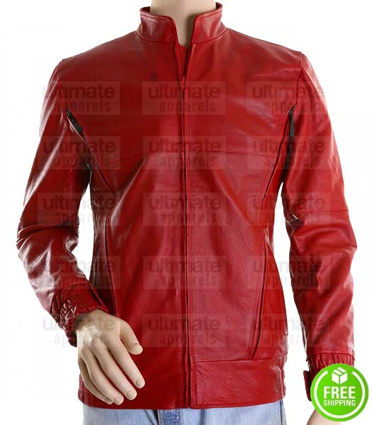 SLIM FIT RED MOTORCYCLE LEATHER JACKET