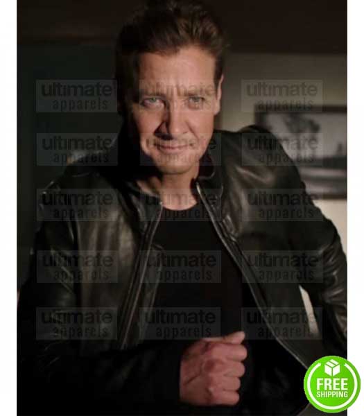 TAG JEREMY RENNER (JERRY PIERCE) BLACK LEATHER JACKET