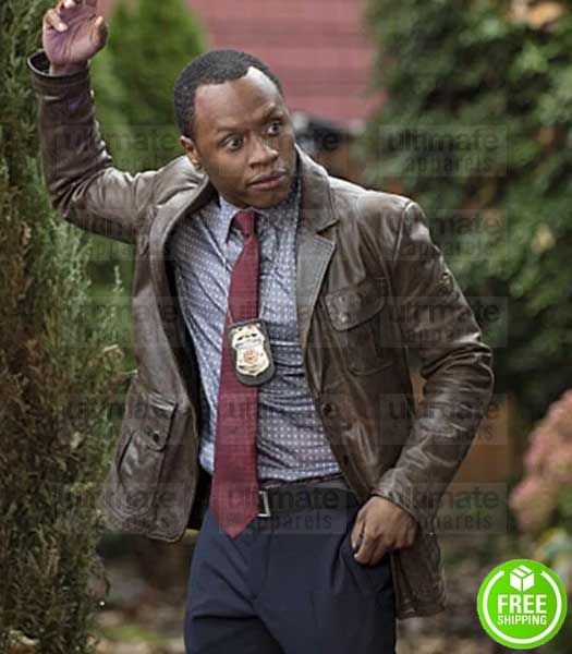 IZOMBIE MALCOLM GOODWIN (CLIVE BABINEAUX) BROWN LEATHER JACKET