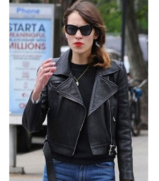 ALEXA CHUNG BLACK BIKER LETAHER JACKET