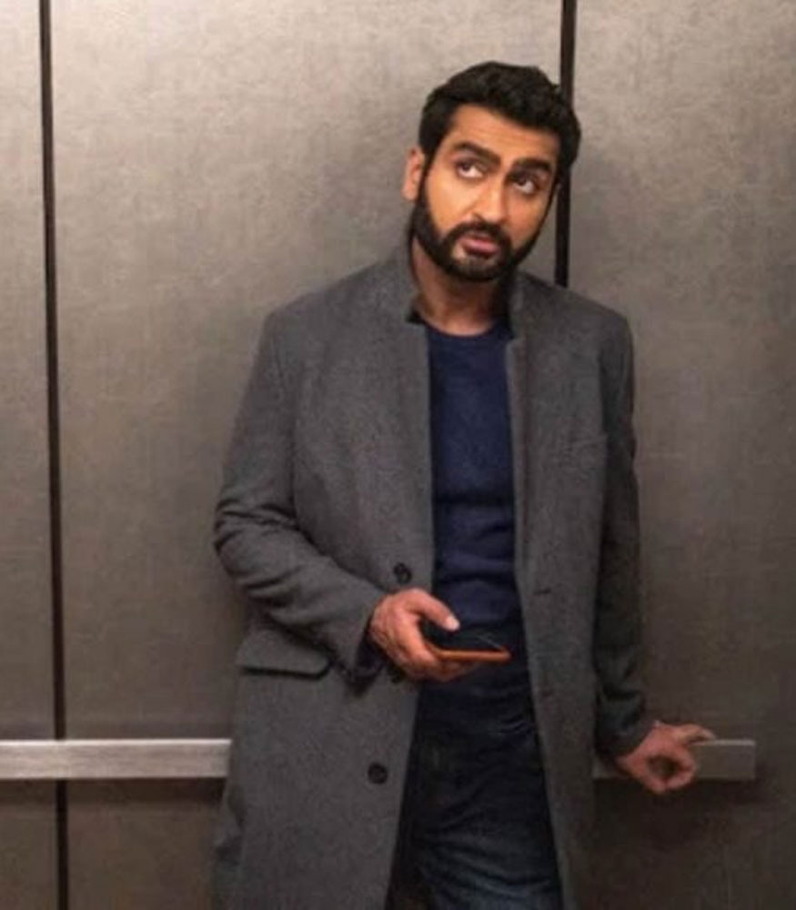 THE LOVEBIRDS KUMAIL NANJIANI GREY COAT