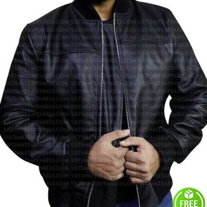 BLACK BOMBER LEATHER JACKET