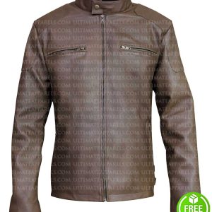 VINTAGE SLIM FIT LIGHT BROWN LEATHER JACKET