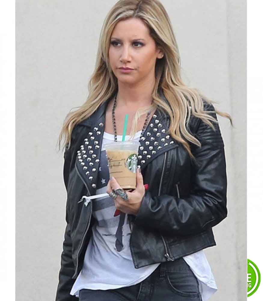 ASHLEY TISDALE BLACK STUDDED LEATHER JACKET