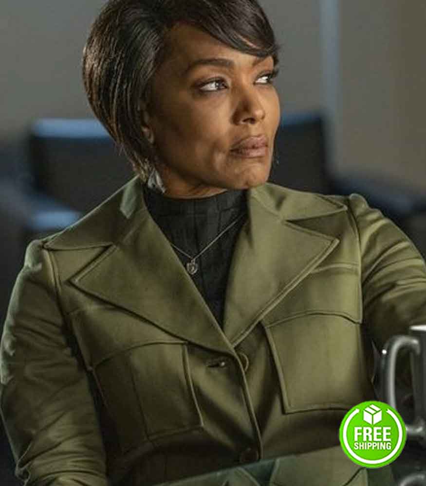9-1-1 ANGELA BASSETT (ATHENA GRANT) GREEN COTTON COAT