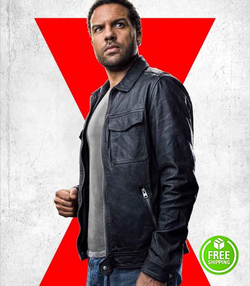 BLACK WIDOW O.T FAGBENLE (MASON) BLACK LEATHER JACKET