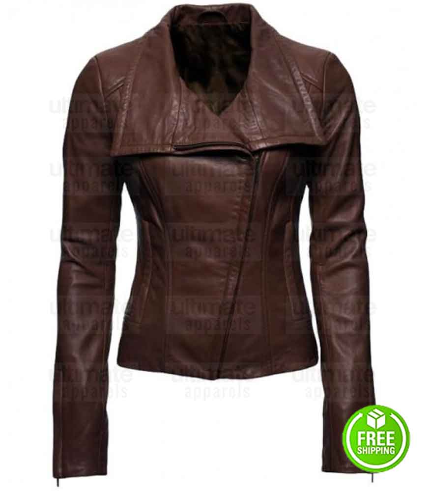 ARROW AUDREY MARIE ANDERSON (LYLA MICHAELS) BROWN LEATHER JACKET