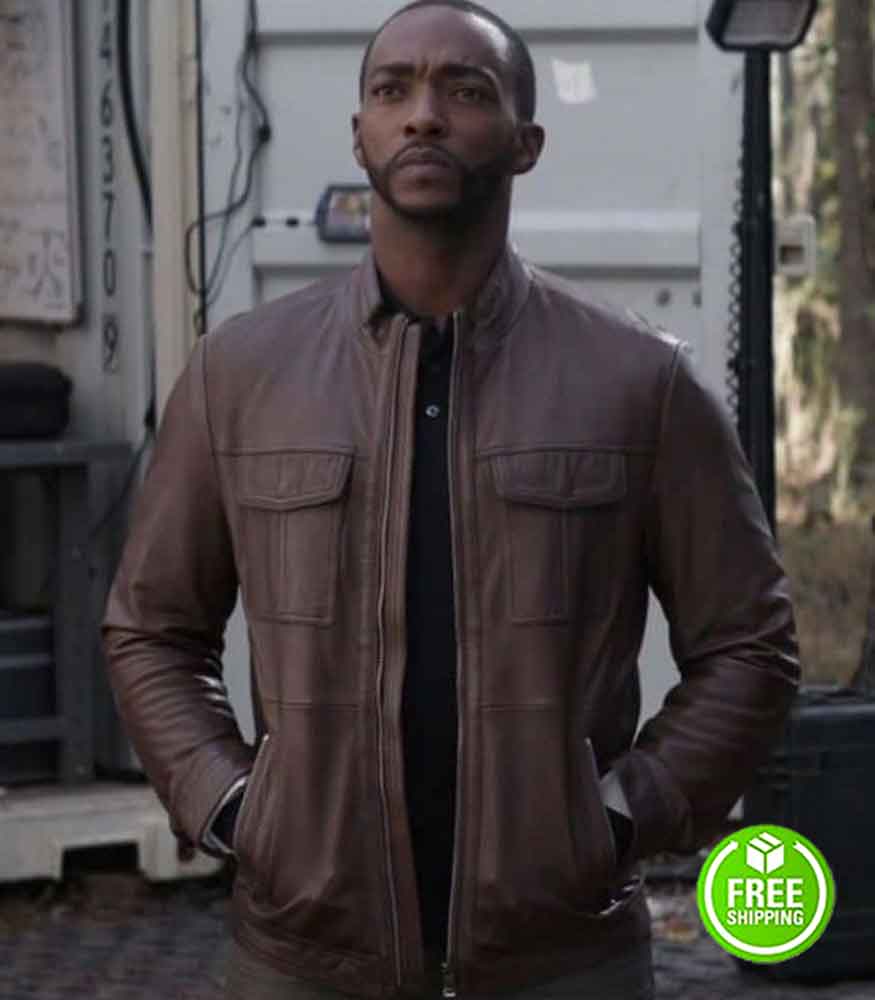 THE FALCON AND THE WINTER SOLDIER ANTHONY MACKIE (SAM WILSON) BROWN LEATHER JACKET