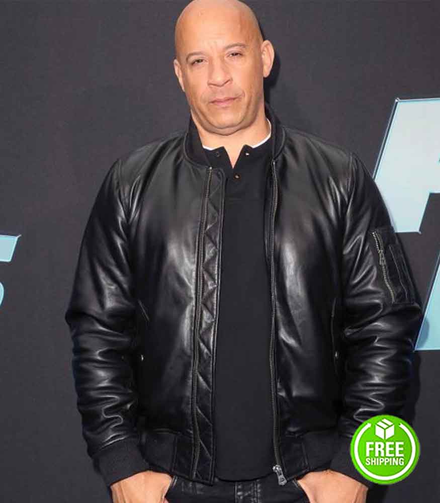 FAST AND FURIOUS 9 VIN DIESEL (DOMINIC TORETTO) BLACK BOMBER LEATHER JACKET