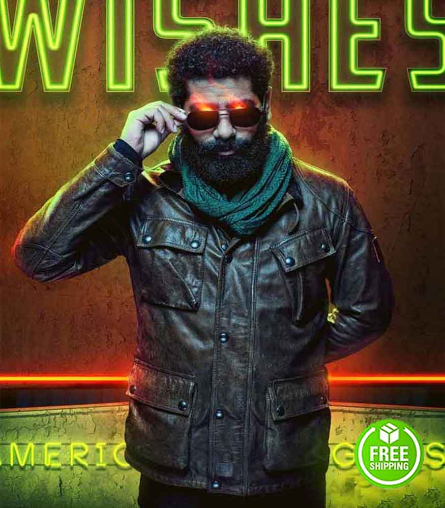 AMERICAN GODS SEASON 2 MOUSA KRAISH (THE JINN) BROWN LEATHER JACKET