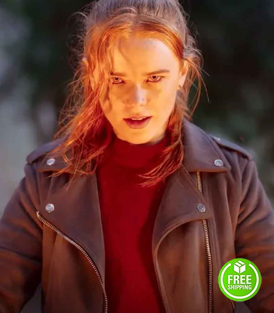 FATE: THE WINX SAGA HANNAH VAN DER WESTHUYSEN (STELLA) MAROON LEATHER JACKET