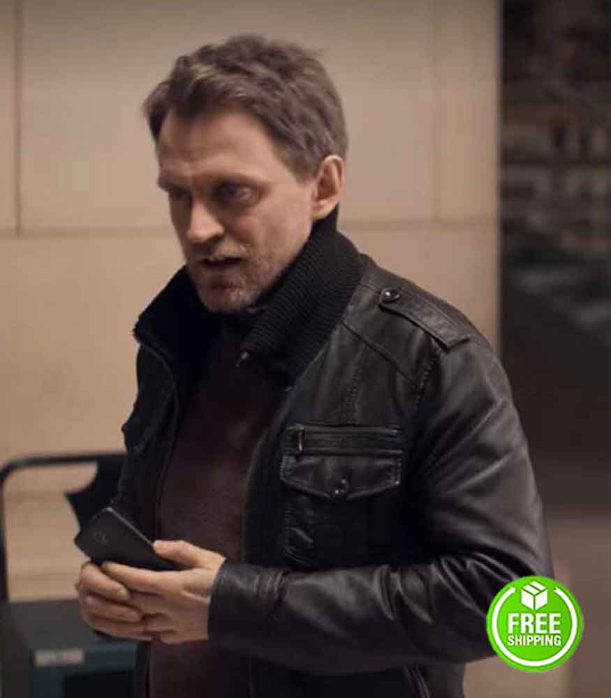 LUPIN VINCENT LONDEZ (CAPITAINE ROMAIN LAUGIER) BLACK LEATHER JACKET