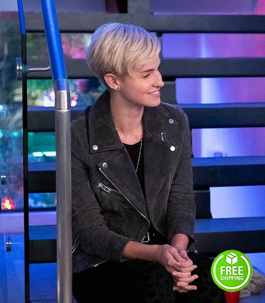 NEVER HAVE I EVER CHRISTINA KARTCHNER (EVE) BLACK SUEDE LEATHER JACKET