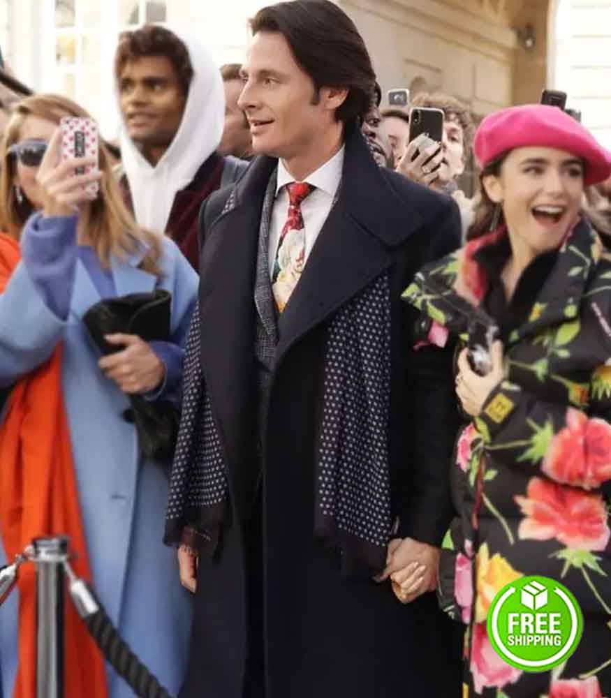 EMILY IN PARIS WILLIAM ABADIE (ANTOINE LAMBERT) BLACK TRENCH COAT