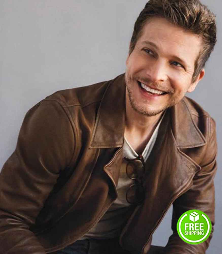 THE RESIDENT MATT CZUCHRY (CONRAD HAWKINS) BROWN BIKER LEATHER JACKET