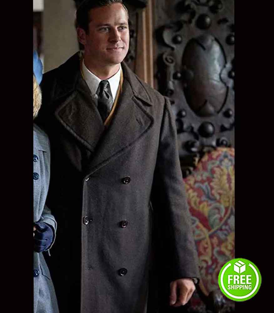 REBECCA ARMIE HAMMER (MAXIM DE WINTER) BLACK TRENCH COAT