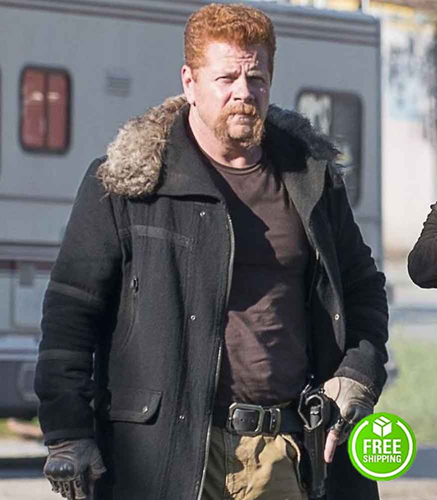 THE WALKING DEAD MICHAEL CUDLITZ (ABRAHAM FORD) FUR COLLAR BLACK JACKET